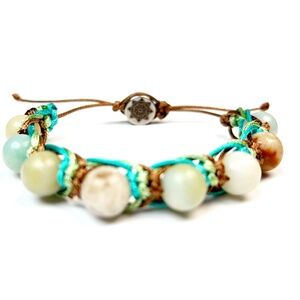 Natural Stones - Green & Brown Macrame Men Bracelet